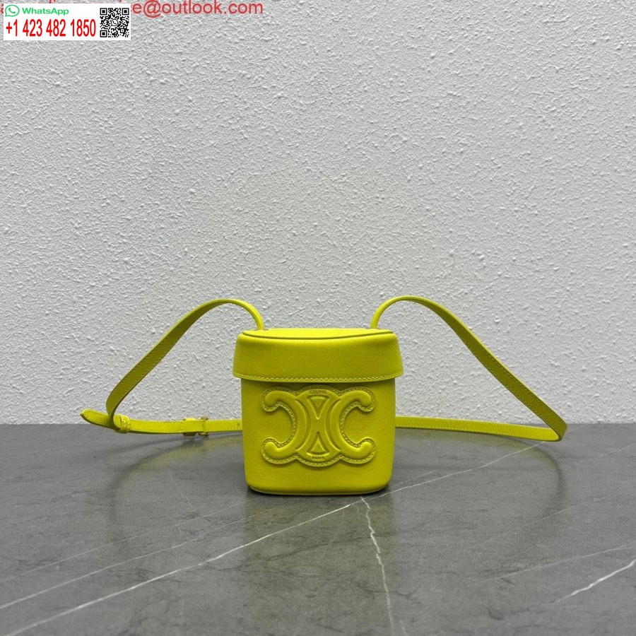 Replika Celine 199263 Kotak Kecil Cuir Triomphe Berbahan Kulit Anak Sapi Halus Berwarna Kuning
