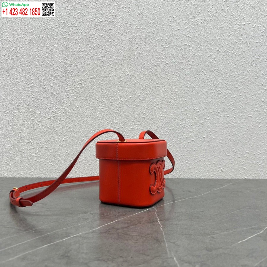 Replica Celine 199263 Piccola Scatola Cuir Triomphe In Pelle Di Vitello Liscia Rosso Arancio