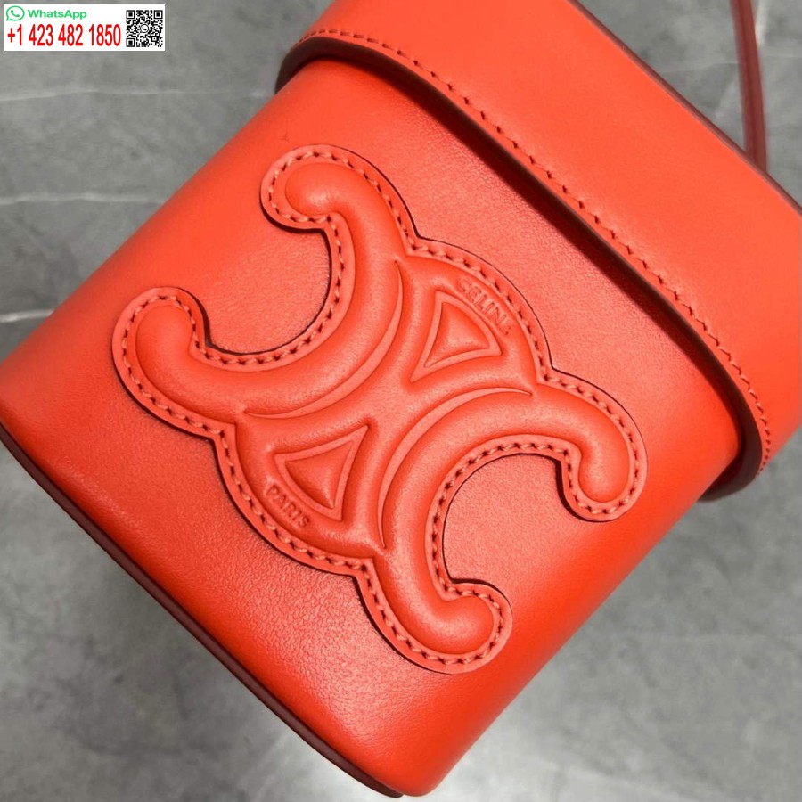 Replica Celine 199263 Piccola Scatola Cuir Triomphe In Pelle Di Vitello Liscia Rosso Arancio