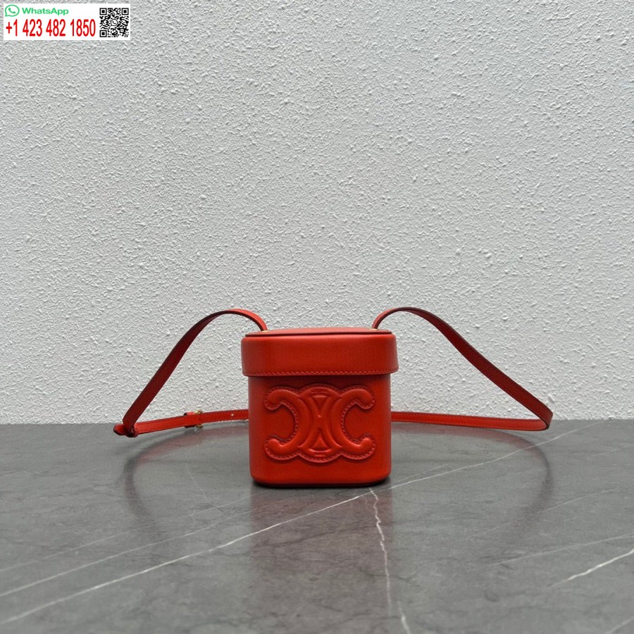 Replika Celine 199263 Kotak Kecil Cuir Triomphe Berbahan Kulit Anak Sapi Halus Berwarna Oranye Merah