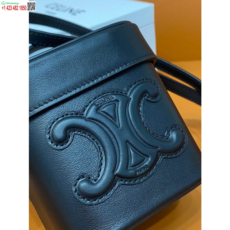 Replica Celine 199263 Piccola Scatola Cuir Triomphe In Pelle Di Vitello Liscia Nera