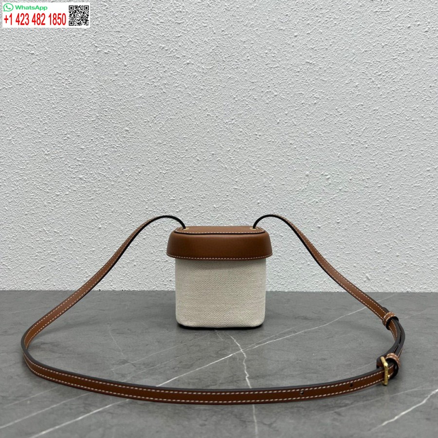 Replika Celine 199263 Majhna škatla Cuir Triomphe Iz Gladkega Telečjega Usnja Bež Rjav