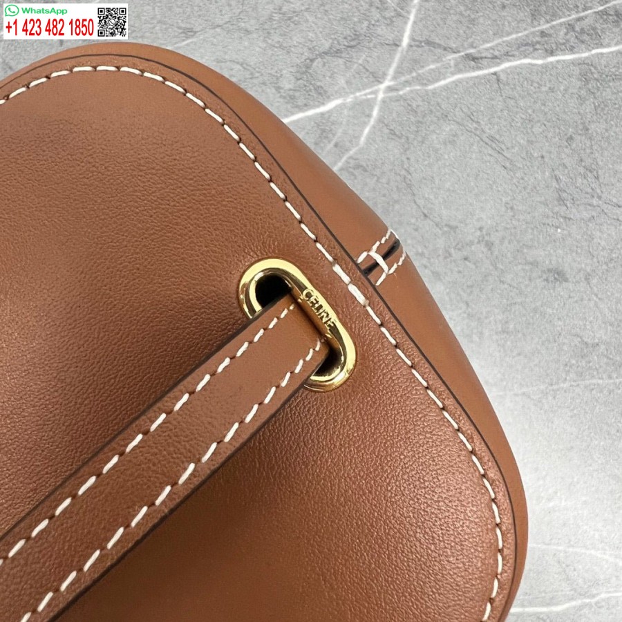 Replika Celine 199263 Majhna škatla Cuir Triomphe Iz Gladkega Telečjega Usnja Bež Rjav