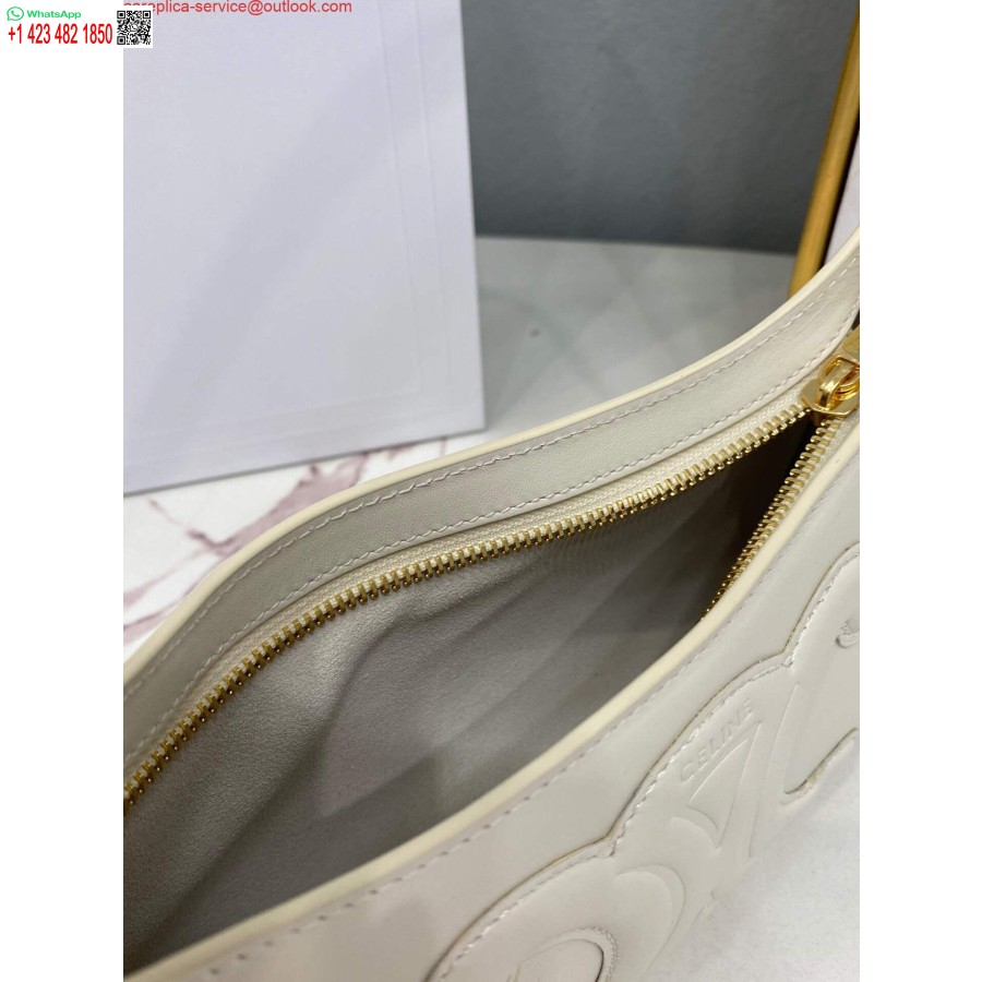 Replica Borsa A Tracolla Celine 198153 Cuir Triomphe In Pelle Di Vitello Liscia Bianca