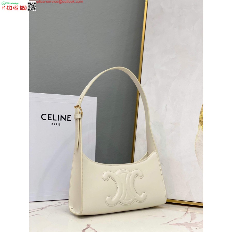 Replica Borsa A Tracolla Celine 198153 Cuir Triomphe In Pelle Di Vitello Liscia Bianca