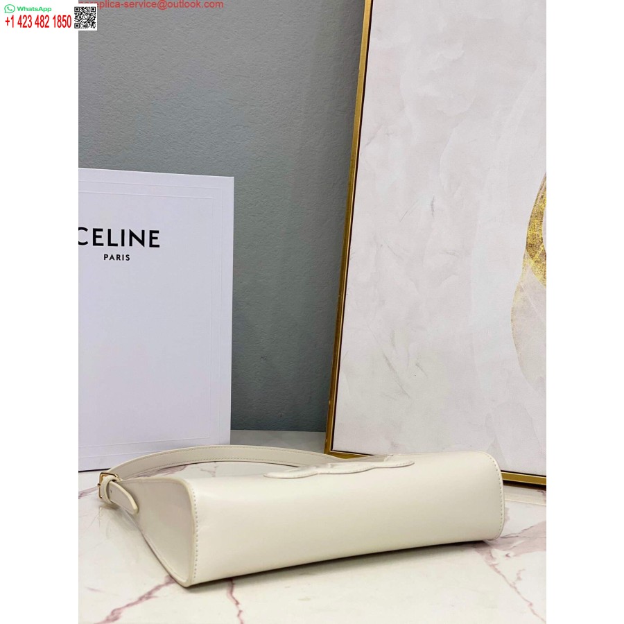 Replica Borsa A Tracolla Celine 198153 Cuir Triomphe In Pelle Di Vitello Liscia Bianca