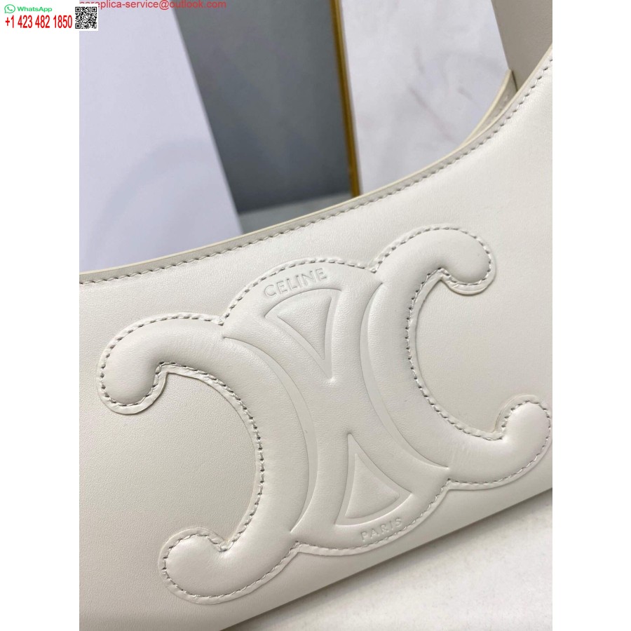 Replica Borsa A Tracolla Celine 198153 Cuir Triomphe In Pelle Di Vitello Liscia Bianca
