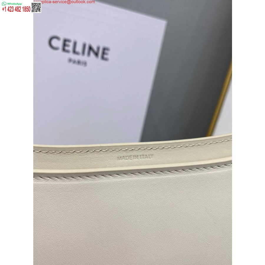 Replica Borsa A Tracolla Celine 198153 Cuir Triomphe In Pelle Di Vitello Liscia Bianca