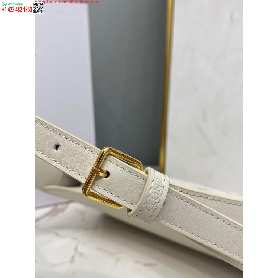Replica Borsa A Tracolla Celine 198153 Cuir Triomphe In Pelle Di Vitello Liscia Bianca