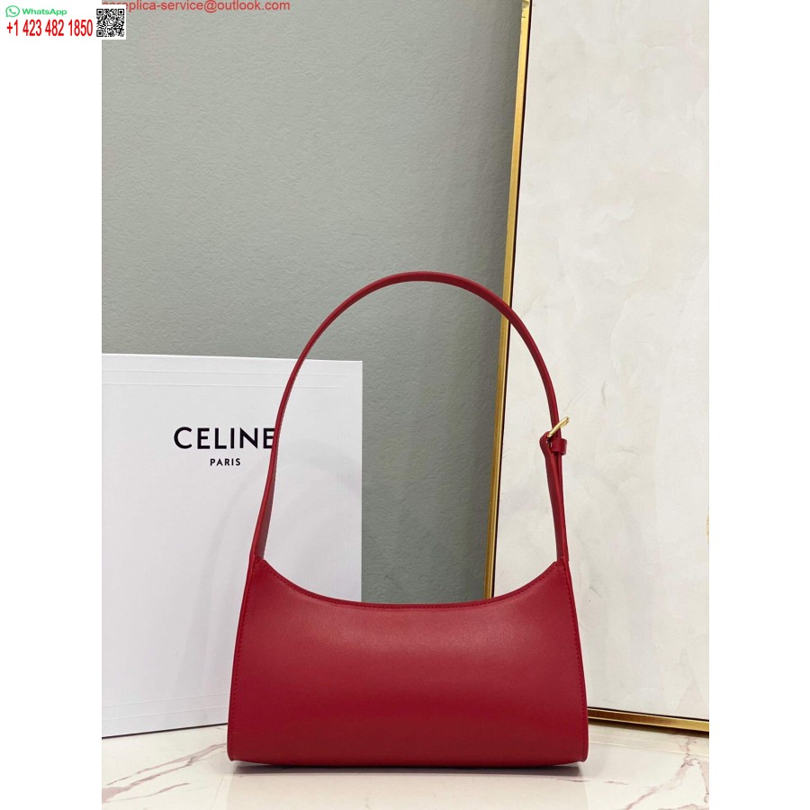 ρεπλίκα Celine 198153 τσάντα ώμου Cuir Triomphe σε απαλό κόκκινο δέρμα μοσχαριού
