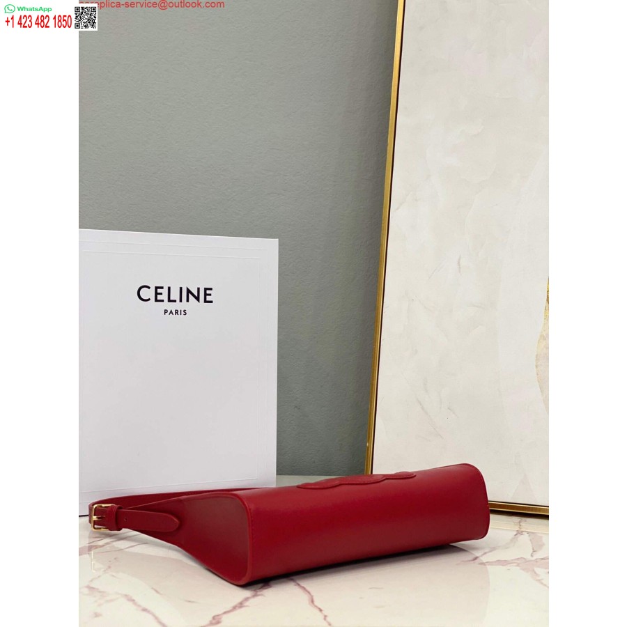 ρεπλίκα Celine 198153 τσάντα ώμου Cuir Triomphe σε απαλό κόκκινο δέρμα μοσχαριού