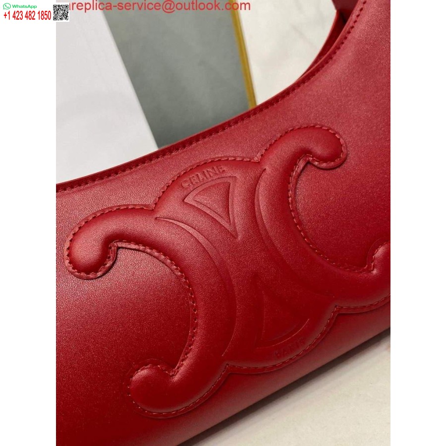 ρεπλίκα Celine 198153 τσάντα ώμου Cuir Triomphe σε απαλό κόκκινο δέρμα μοσχαριού