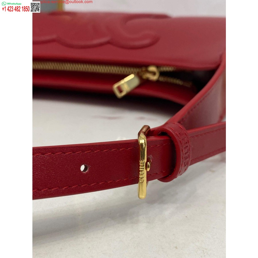 ρεπλίκα Celine 198153 τσάντα ώμου Cuir Triomphe σε απαλό κόκκινο δέρμα μοσχαριού