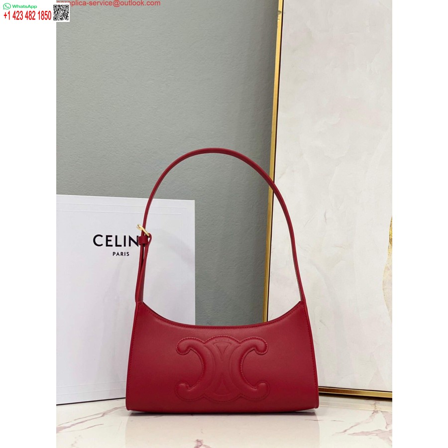 Replica Borsa A Tracolla Celine 198153 Cuir Triomphe In Pelle Di Vitello Liscia Rossa