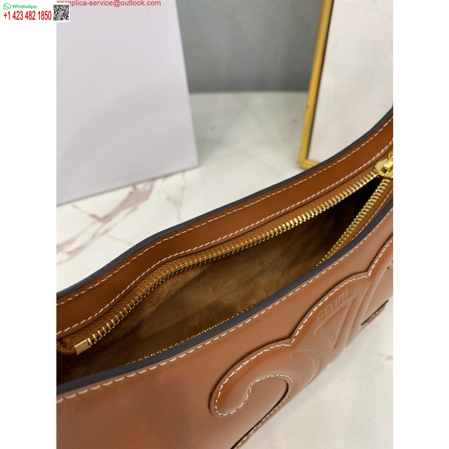 Replica Celine 198153 õlakott Cuir Triomphe, Sile Vasikanahk Pruun