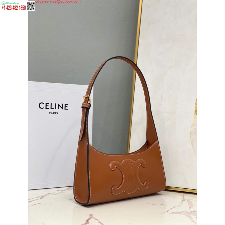 Replica Celine 198153 õlakott Cuir Triomphe, Sile Vasikanahk Pruun