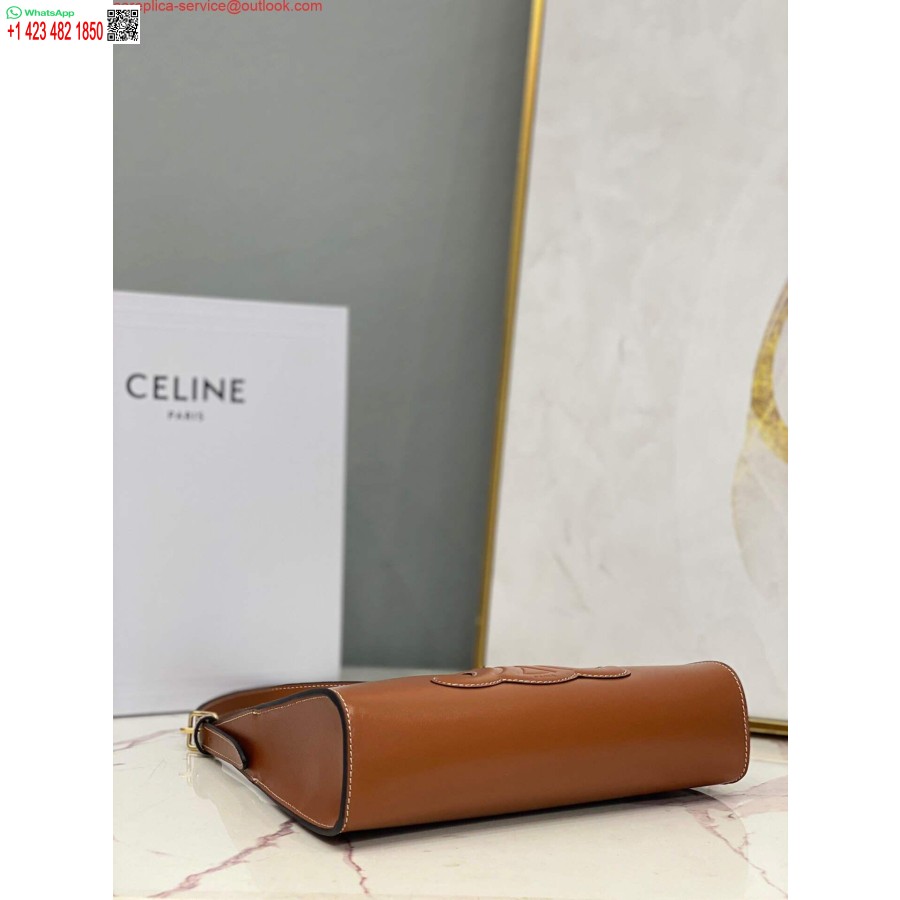 Replica Celine 198153 õlakott Cuir Triomphe, Sile Vasikanahk Pruun