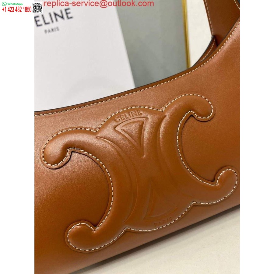 Replica Celine 198153 õlakott Cuir Triomphe, Sile Vasikanahk Pruun