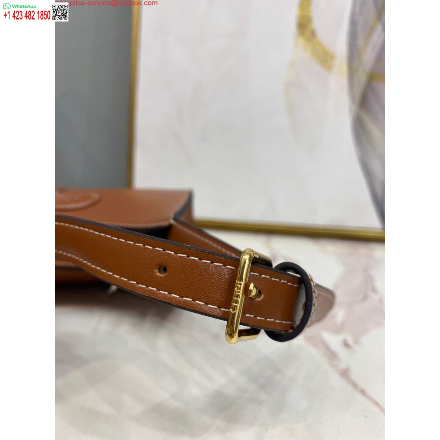 Replica Celine 198153 õlakott Cuir Triomphe, Sile Vasikanahk Pruun