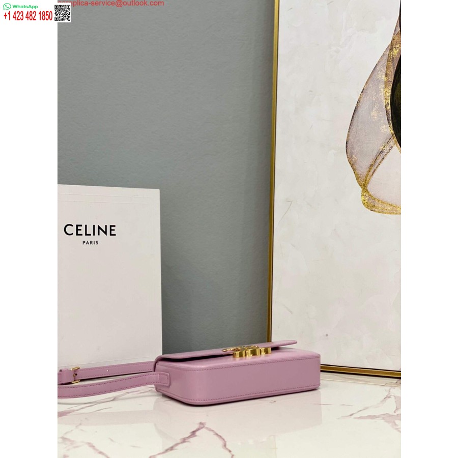 Replica Borsa A Tracolla Celine 194143 Triomphe In Pelle Di Vitello Naturale Rosa