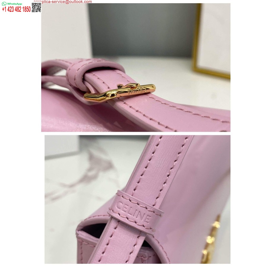 Replica Borsa A Tracolla Celine 194143 Triomphe In Pelle Di Vitello Naturale Rosa