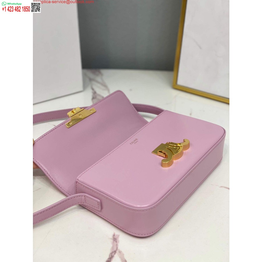 Replica Borsa A Tracolla Celine 194143 Triomphe In Pelle Di Vitello Naturale Rosa