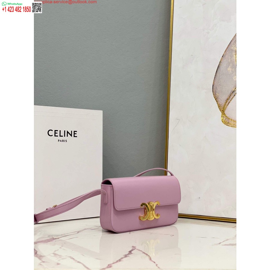 Replika Tas Bahu Celine 194143 Triomphe Dengan Bahan Kulit Anak Sapi Natural Berwarna Pink