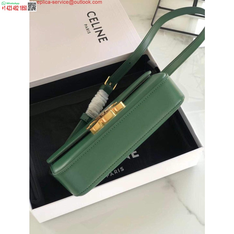 Replica Borsa A Tracolla Celine 194143 Triomphe In Pelle Di Vitello Naturale Verde