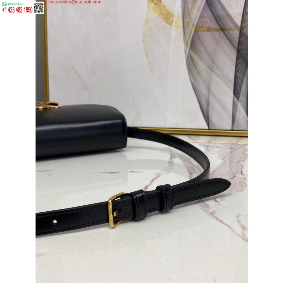 Replika Celine 194143 Triomphe Torba Za čez Ramo Iz Naravnega črnega Telečjega Usnja