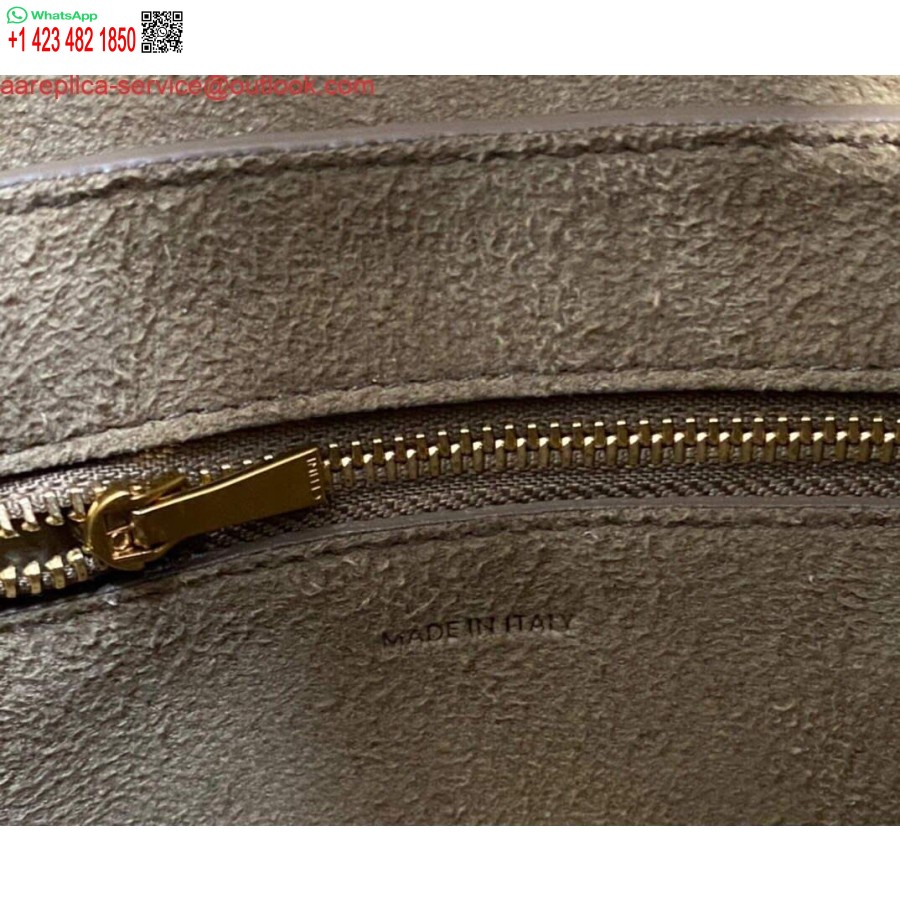 Replică Celine 178303 Sangle Geantă Mică Găleată Din Piele De Vițel Granulată Moale Maro