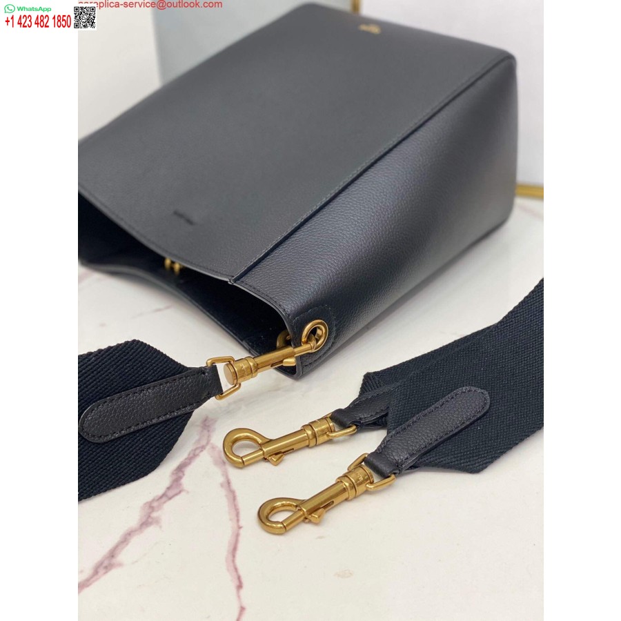Replica Celine 178303 Borsa A Secchiello Piccola Sangle In Morbida Pelle Di Vitello A Grana Nera