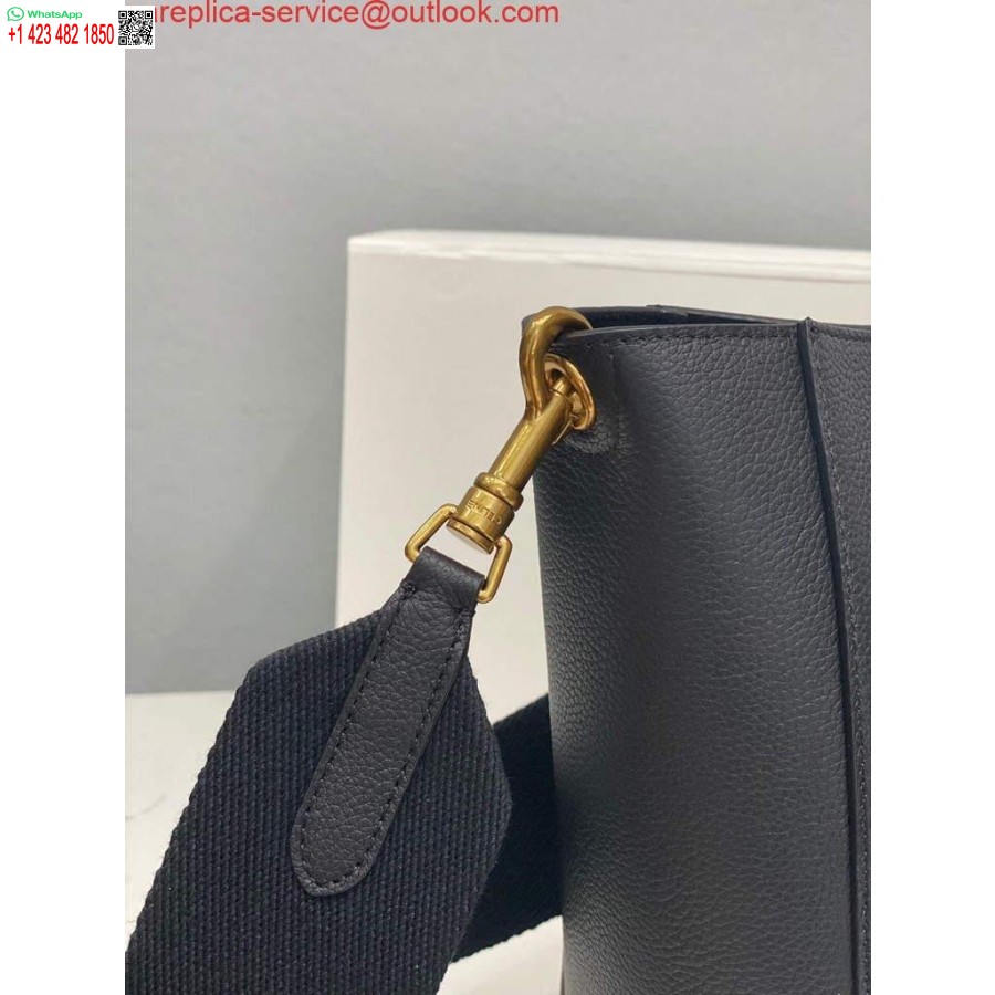 Replica Celine 178303 Borsa A Secchiello Piccola Sangle In Morbida Pelle Di Vitello A Grana Nera