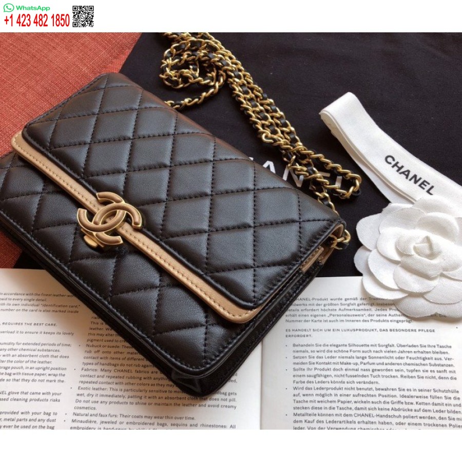 Réplica Chanel Pequena Aba Réplicas Bolsa A57275 Melhor Preto/ouro