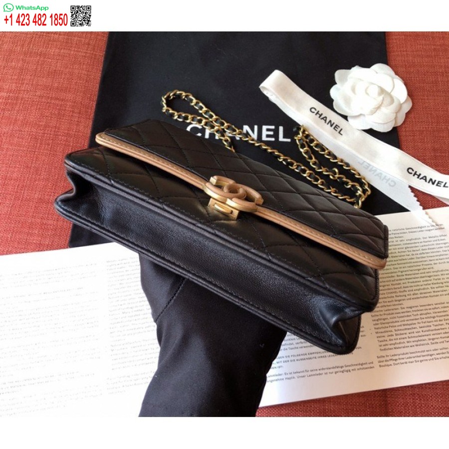 Réplica Chanel Pequena Aba Réplicas Bolsa A57275 Melhor Preto/ouro