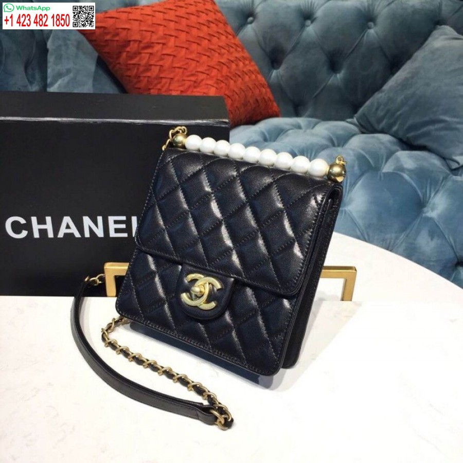 Replica Chanel Small Aaa+ Pearl Chain Flik Hög Väska As0584