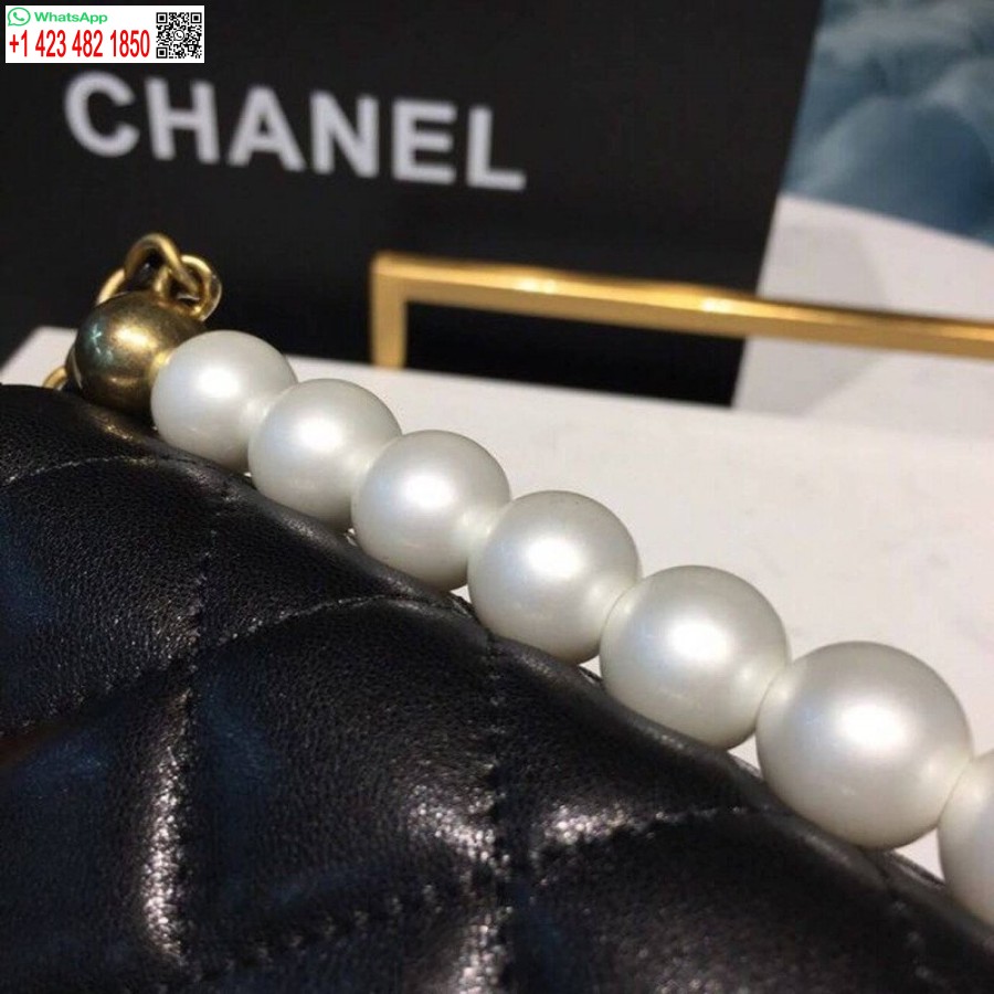Replica Chanel Small Aaa+ Pearl Chain Flik Hög Väska As0584