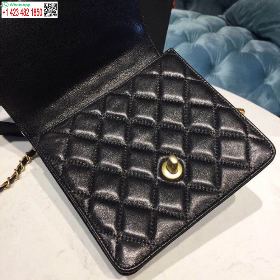 Replica Chanel Small Aaa+ Pearl Chain Flik Hög Väska As0584