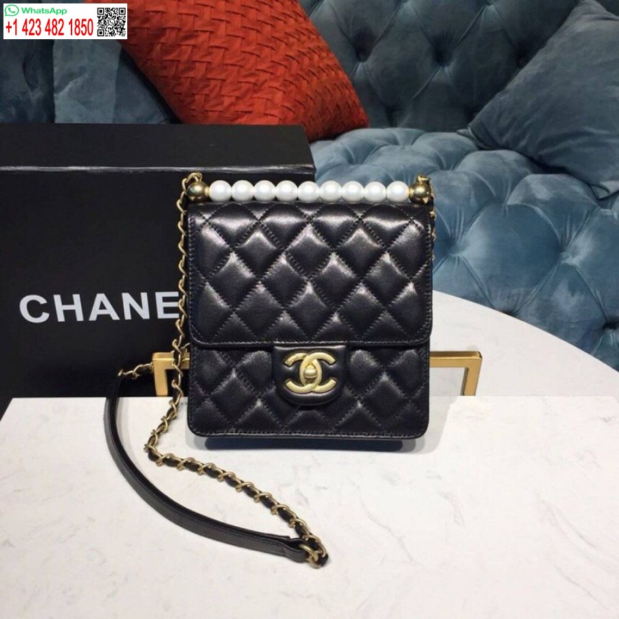 Replica Chanel Small Aaa+ Pearl Chain Flik Hög Väska As0584