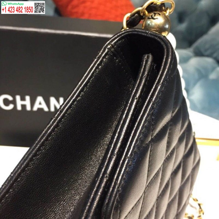 Replica Chanel Small Aaa+ Pearl Chain Flik Hög Väska As0584