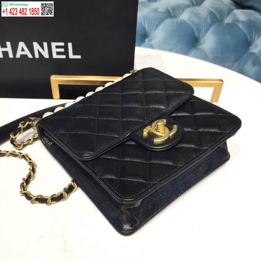 Replica Chanel Small Aaa+ Pearl Chain Flik Hög Väska As0584
