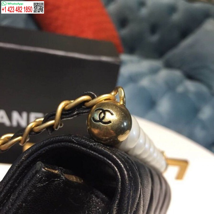 Replica Chanel Small Aaa+ Pearl Chain Flik Hög Väska As0584