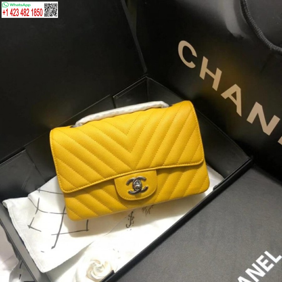 Replică Chanel Perfect Chevron En-gros Caviar Piele 20cm Geantă Clasică Cu Clapă 1116