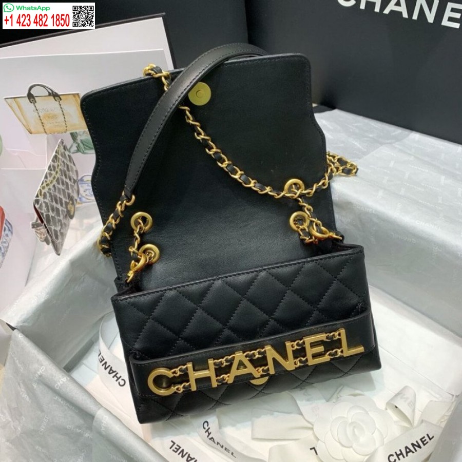 реплика на Chanel отпред, луксозно лого с малък капак, висококачествена чанта As1490