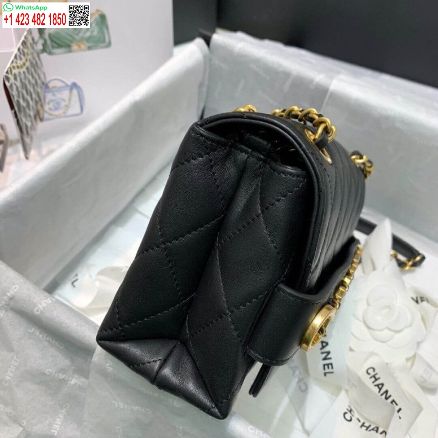 реплика на Chanel отпред, луксозно лого с малък капак, висококачествена чанта As1490