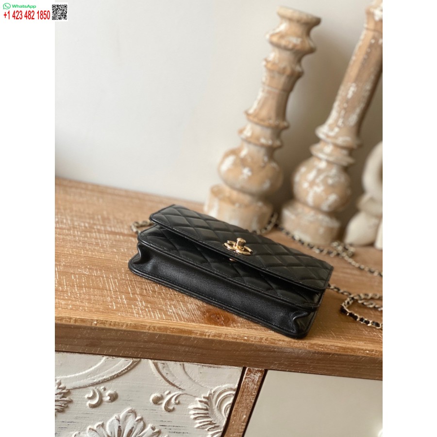 Replica Portafoglio Chanel Specchio 1:1 Su Catena Economica Nera Ap1450