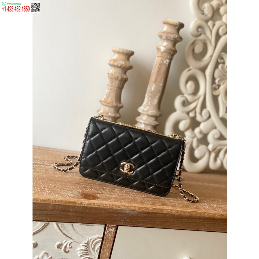 Replica Chanel 1:1 Portofel Oglinda Pe Lant Ieftin Negru Ap1450