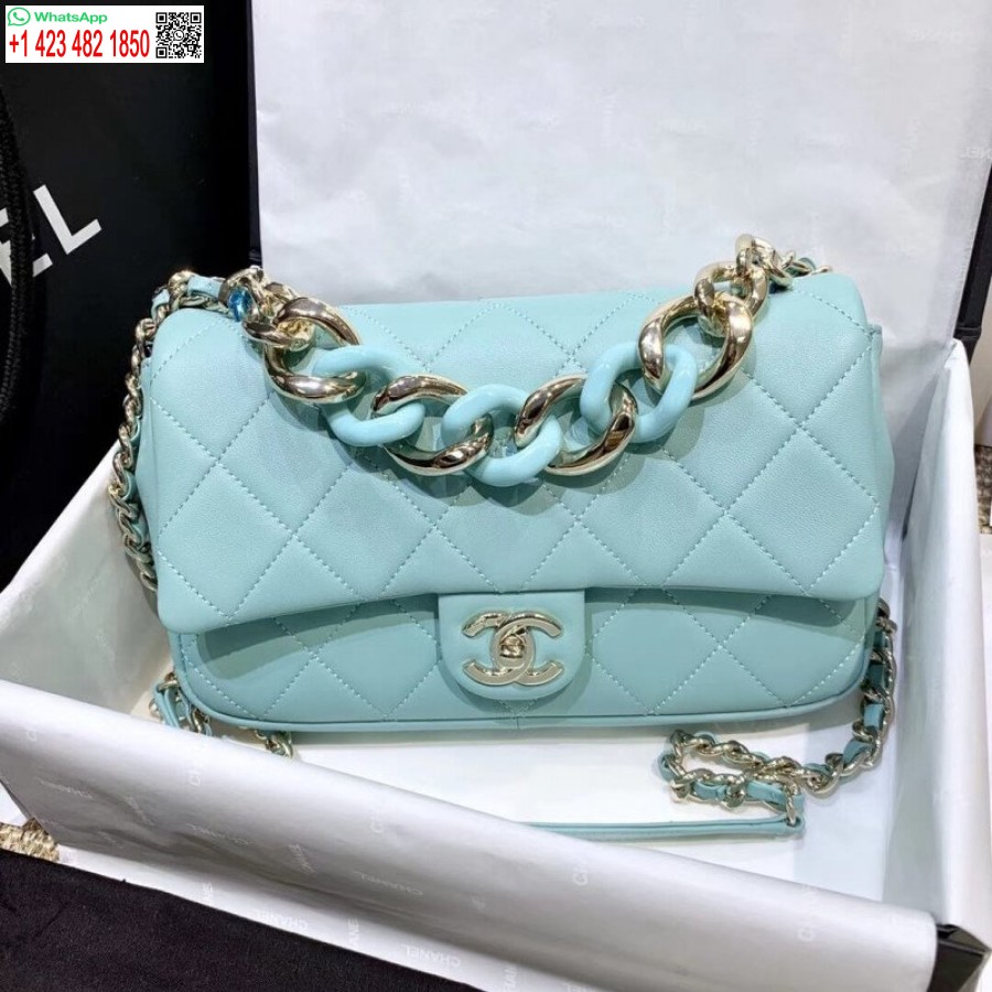 Borsa Con Patta Chanel Replica Di Alta Qualità Con Grande Catena Bicolore Alla Moda As1353