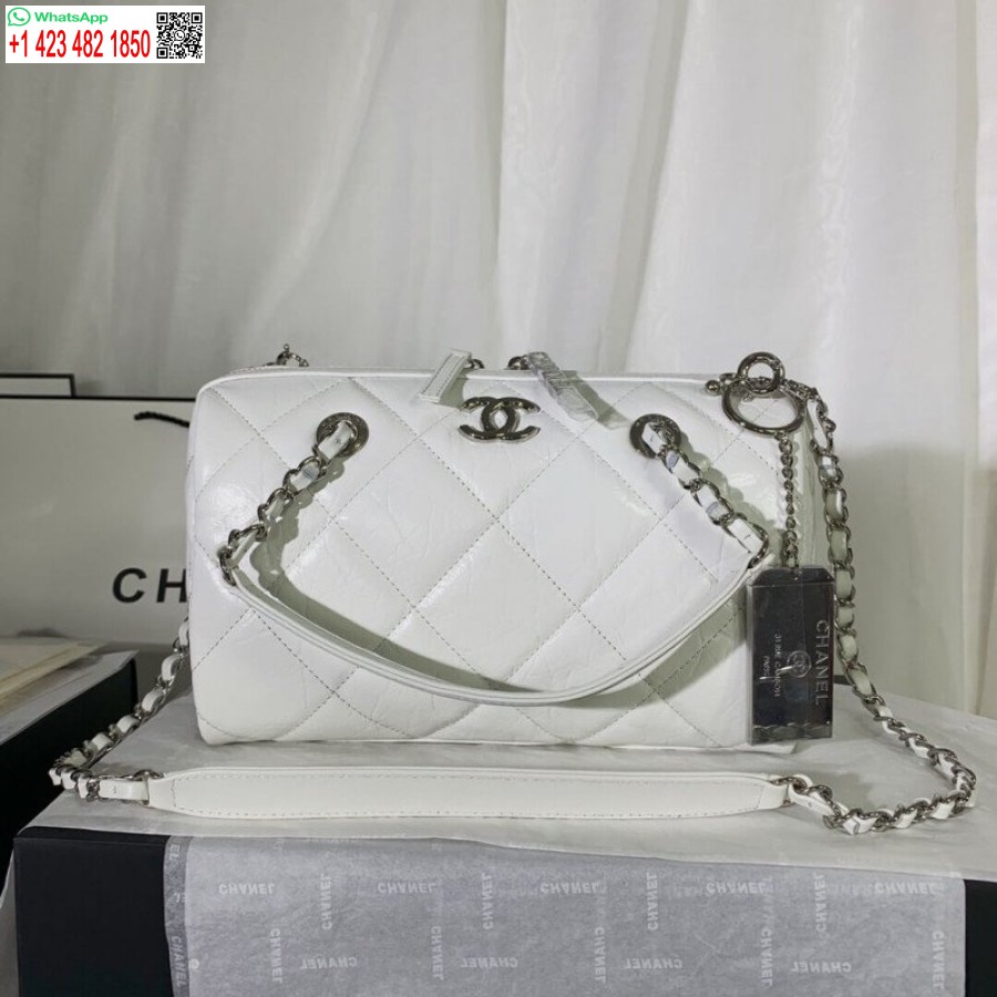 реплика на малка модна чанта за боулинг на Chanel от луксозна телешка кожа As1321