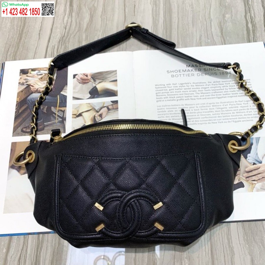 Replika Chanel Quilted Caviar 1:1 Mirror Calfskin Tas Pinggang Bintang 7 S0929