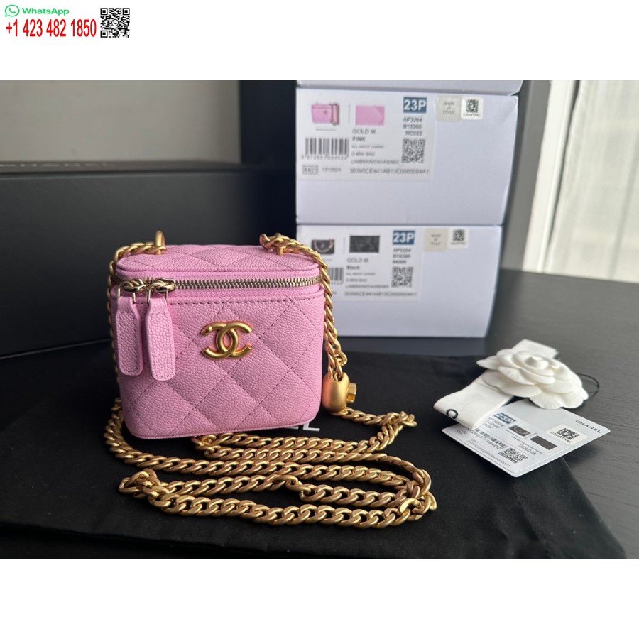 Replica Chanel Yläkytkin Ketjurakenteella Korkealaatuinen Vasikannahka Ja Kullanvärinen Metalli Pinkki Ap3203